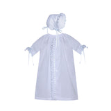 Baby Sen White Scallop Ribbon Daygown & Bonnet- BLUE
