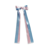 Eva's House Double Pastel Long Tail Bow- Pink/Blue