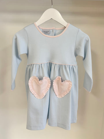 Squiggles by Charlie Pale Blue & Pale Pink Heart Pocket Dress