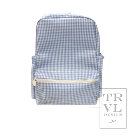TRVL Mist Blue Gingham Backpack