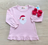 Luigi Kids Light Pink Santa Long Sleeve Top