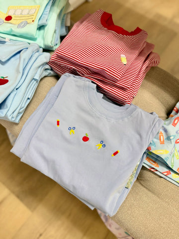 Remember Nguyen Light Blue Embroidered School Supplies T Shirt
