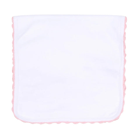 Magnolia Baby Baby Joy Crochet Trim Burp Cloth- Pink