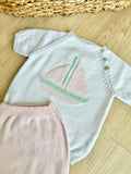 Mi Lucero Pink Sailboat Diaper Set