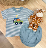 Luigi Kids Steel Blue Stripe Safari Jeep Set (Bloomers & Short)