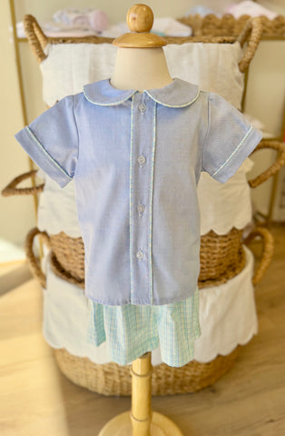 Anvy Kids Blue Chambray Short Set
