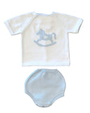 Mi Lucero Blue Rocking Horse Diaper Set