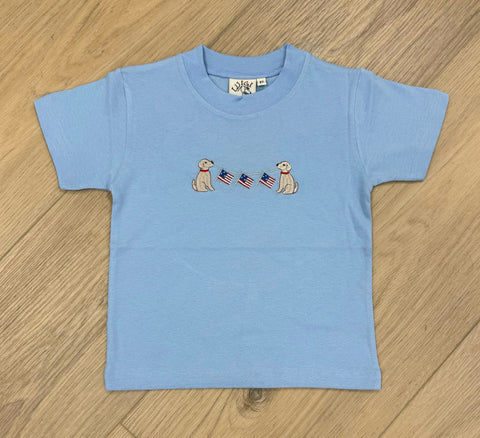 Luigi Kids Sky Blue Patriotic Puppy T Shirt