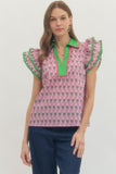 Pink & Green Brook Top