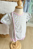 Baby Sen Pink & Yellow Plaid Diaper Set