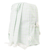 Apple of My Isla Blue Green Windowpane Backpack- Large