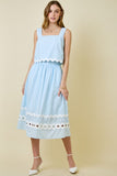 Light Blue Ric Rac Midi Skirt Set