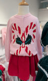 Lulu Bebe Pink Candy Cane Knit Sweater