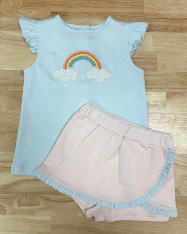 Squiggles by Charlie Pale Blue Rainbow Skort Set