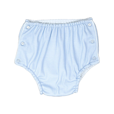 Lullaby Set Blue Minigingham Pima Diaper Cover