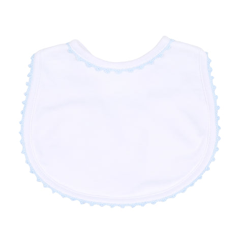 Magnolia Baby Baby Joy Crochet Trim Bib- Blue