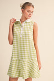 Lime Green Gingham Collar Dress
