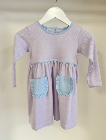 Squiggles by Charlie Lavender & Blue Mini Stripe  Pocket Dress