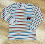Squiggles by Charlie Maroon Multi Stripe Firetruck Pocket Tee