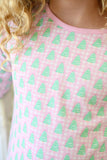 James & Lottie Knit Pink Gingham Christmas Tree Lounge Dress