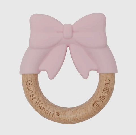 The Beaufort Bonnet Company X Goose Waddle Pink Bow Teether