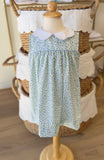 Anvy Kids Blue Floral Scallop Collar Dress