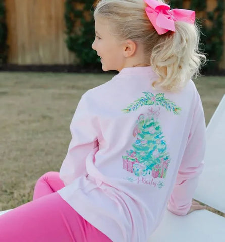 J. Bailey Pink Christmas Tree Santa Tee