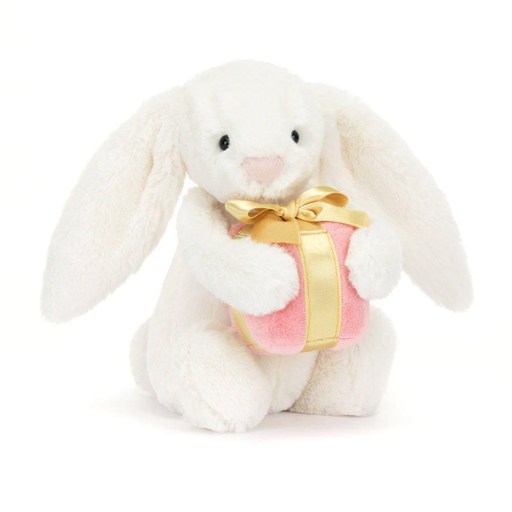 jellycat bunny with pink dress Official Jellycat Bashful Pink Bunny with Personalized Red Jumper | Cute Gift For All Ages | Soft & Plush | Mini Bag