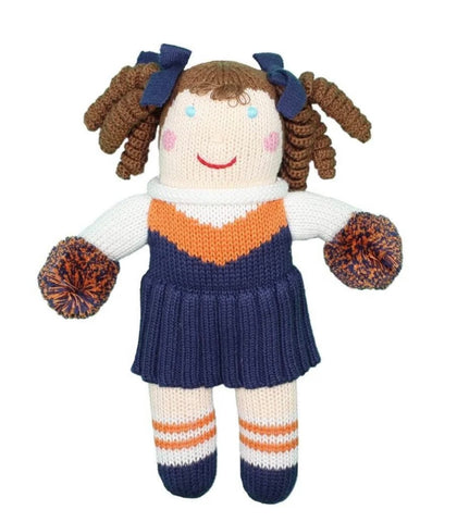 Zubels Navy & Orange Cheerleader Doll