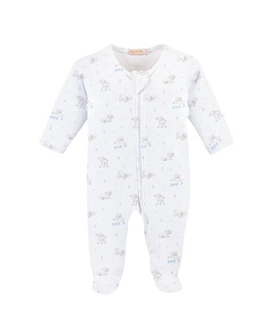 Baby Club Chic Noah's Ark Blue Tiny Baby Sheep Printed Footie