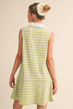 Lime Green Gingham Collar Dress
