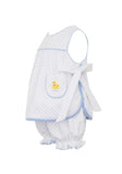 Petit Bebe Blue Dot Duck Side Bow Bloomer Set