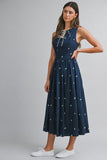 Navy Ditsy Floral Midi Dress