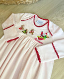 Squiggles by Charlie Pale Pink Santa & Sleigh Gown