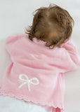 Little English Pink Bow Crochet Cardigan