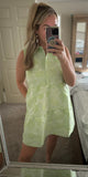 Lime Floral Jacquard Dress