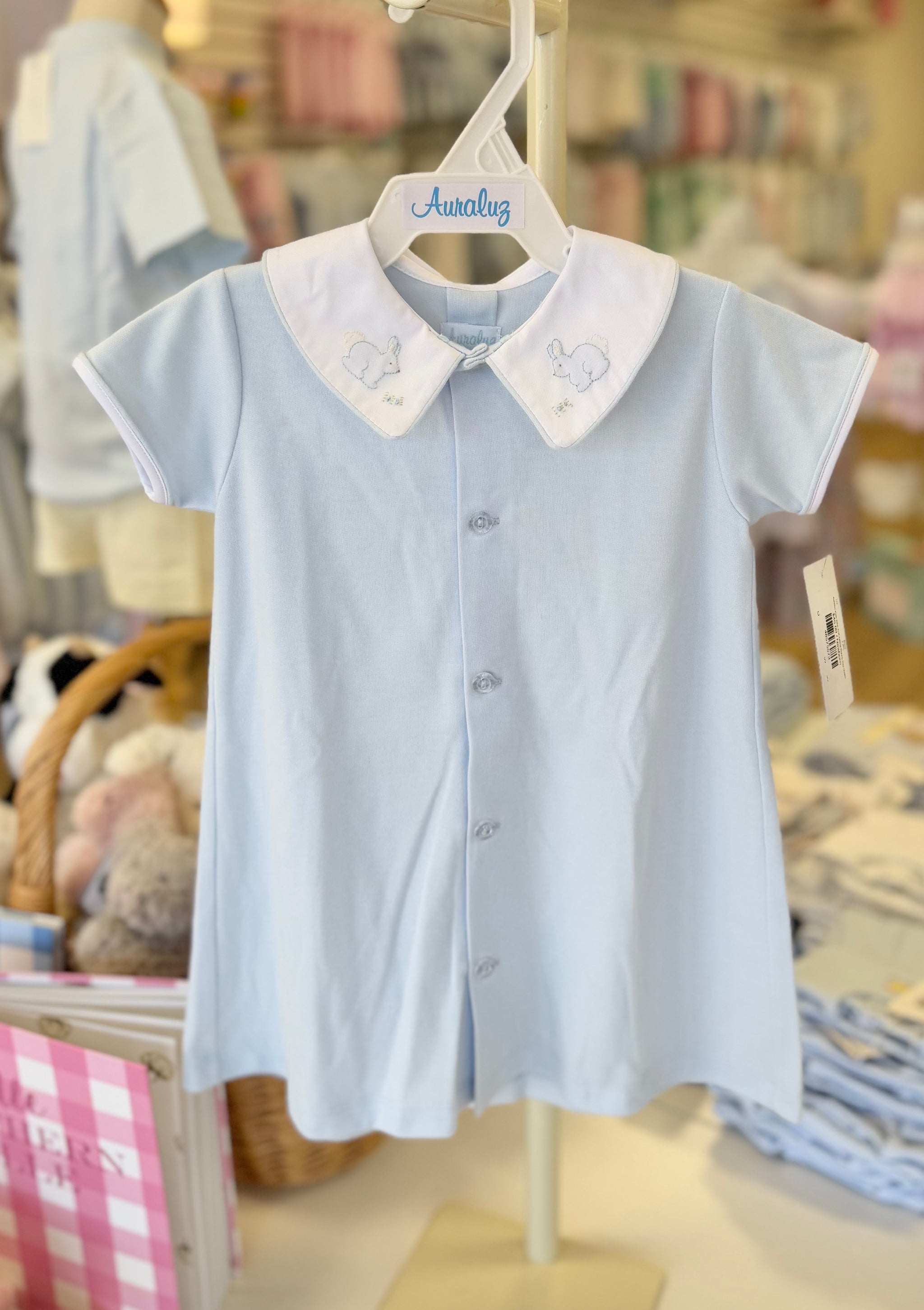 Auraluz Pale Blue Knit Sitting Bunny Day Gown – Pink Sheep Boutique