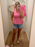 Pink Dot Peplum Top