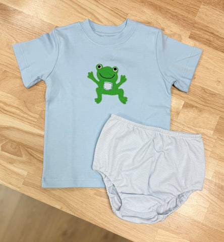 Squiggles by Charlie Blue Frog Diaper Set