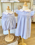 Anvy Kids Pink & Blue Stripe Scallop Collar Bubble