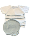 Mi Lucero White & Blue Stripe Diaper Set