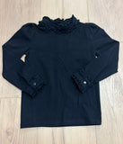 Lulu Bebe Black Ruffle Neck Top