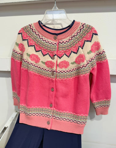 Lulu Bebe Hot Pink Rose Cardigan Sweater