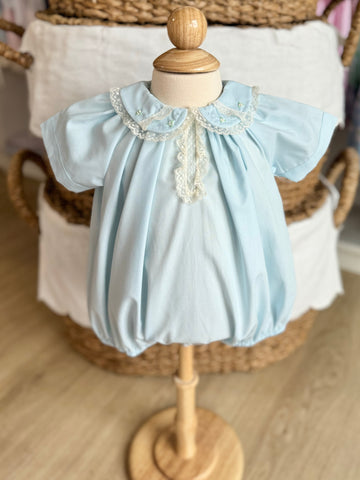 Baby Sen Light Blue Lace Embroidered Bubble