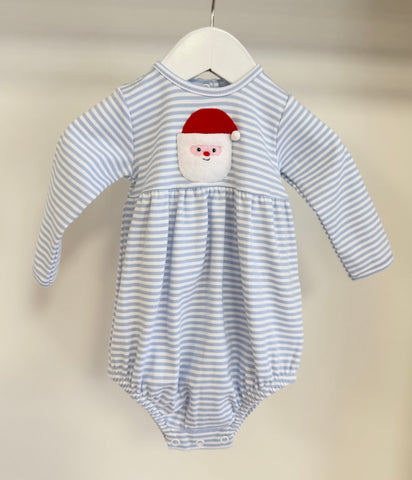 Squiggles by Charlie Blue Stripe Santa Long Sleeve Bubble