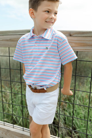J. Bailey Red, White, & Blue Stripe Performance Polo