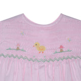 Baby Sen Back Smocked Pink Chick Bloomer Set