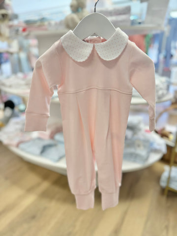 Squiggles by Charlie Pale Pink Dot Collared Long Romper