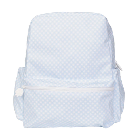 Apple of My Isla Blue Gingham Backpack- Large