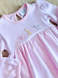Squiggles by Charlie Pink Mini Stripe Animal Safari Bubble Dress